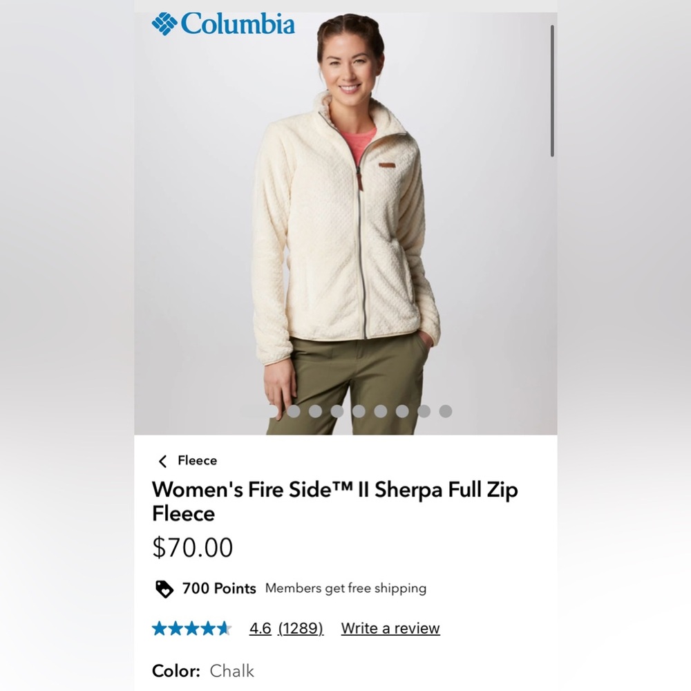 Columbia Women's Cream Sherpa Full Zip Fleece Jacket
